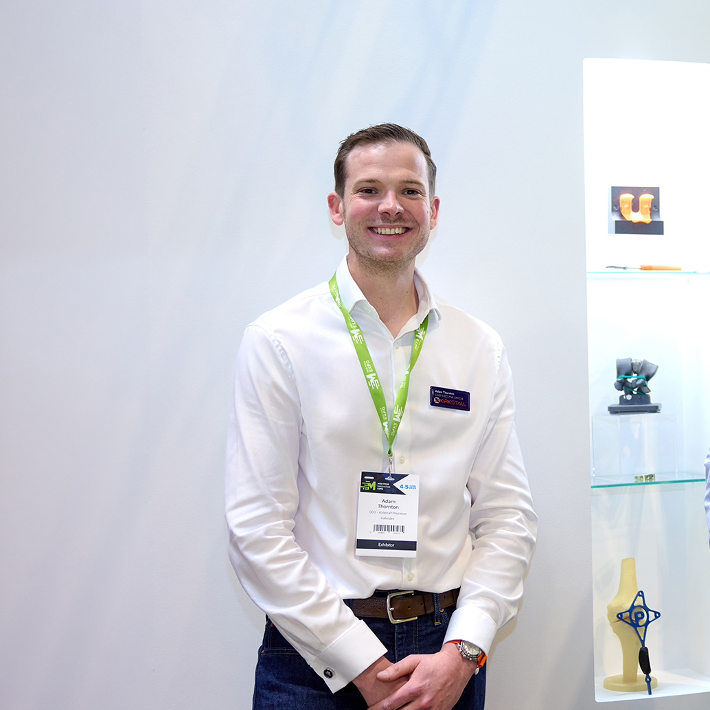 Adam Thornton with Kirkstall manufactured devices at Med Tech Expo 2025